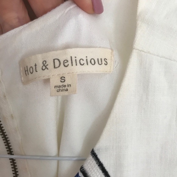 Hot & Delicious White Dress with Blue Detail